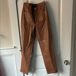 Brown Faux Leather Pants
